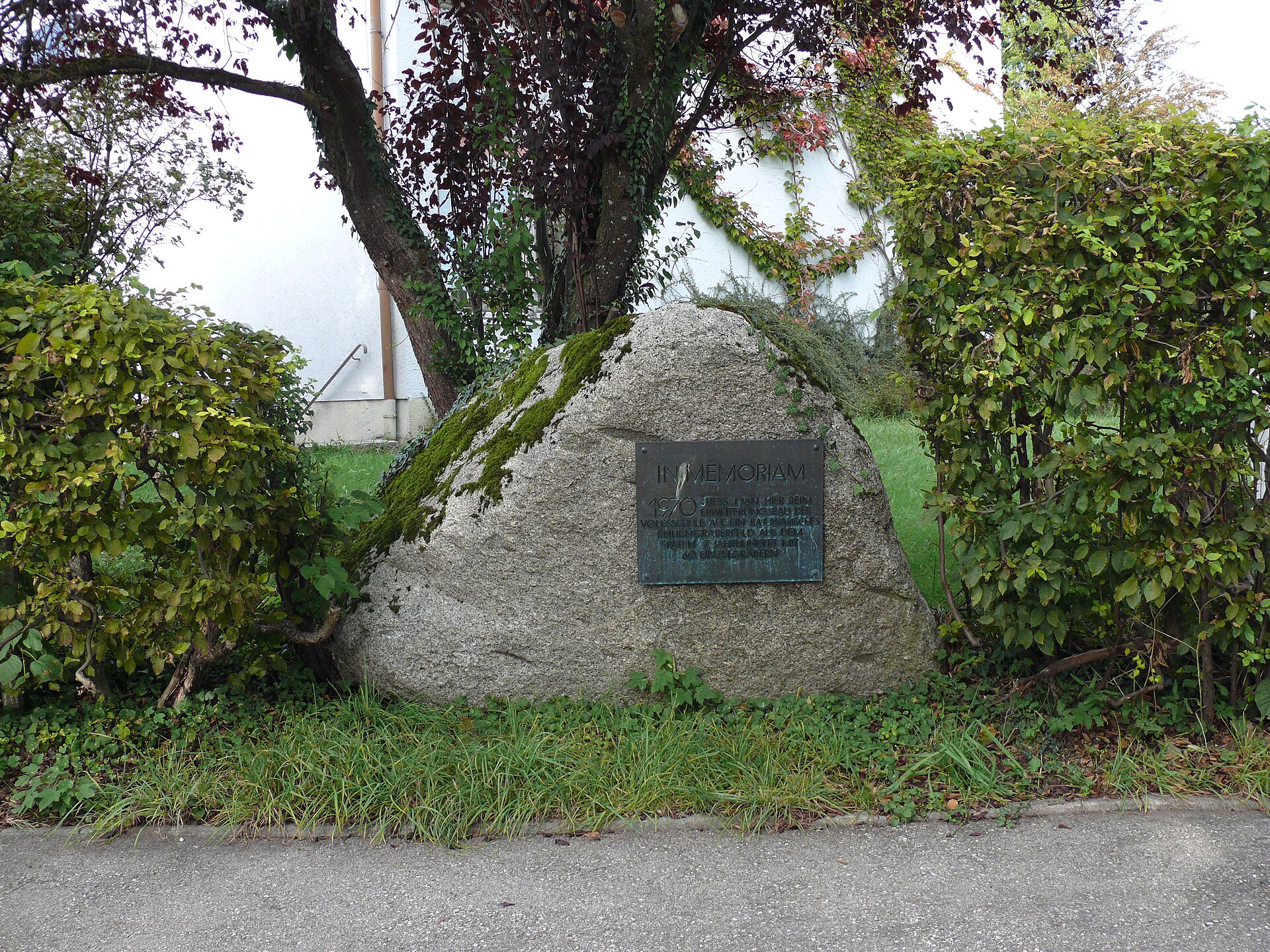Memorial stone marking an early medieval cemetery in Grafing
