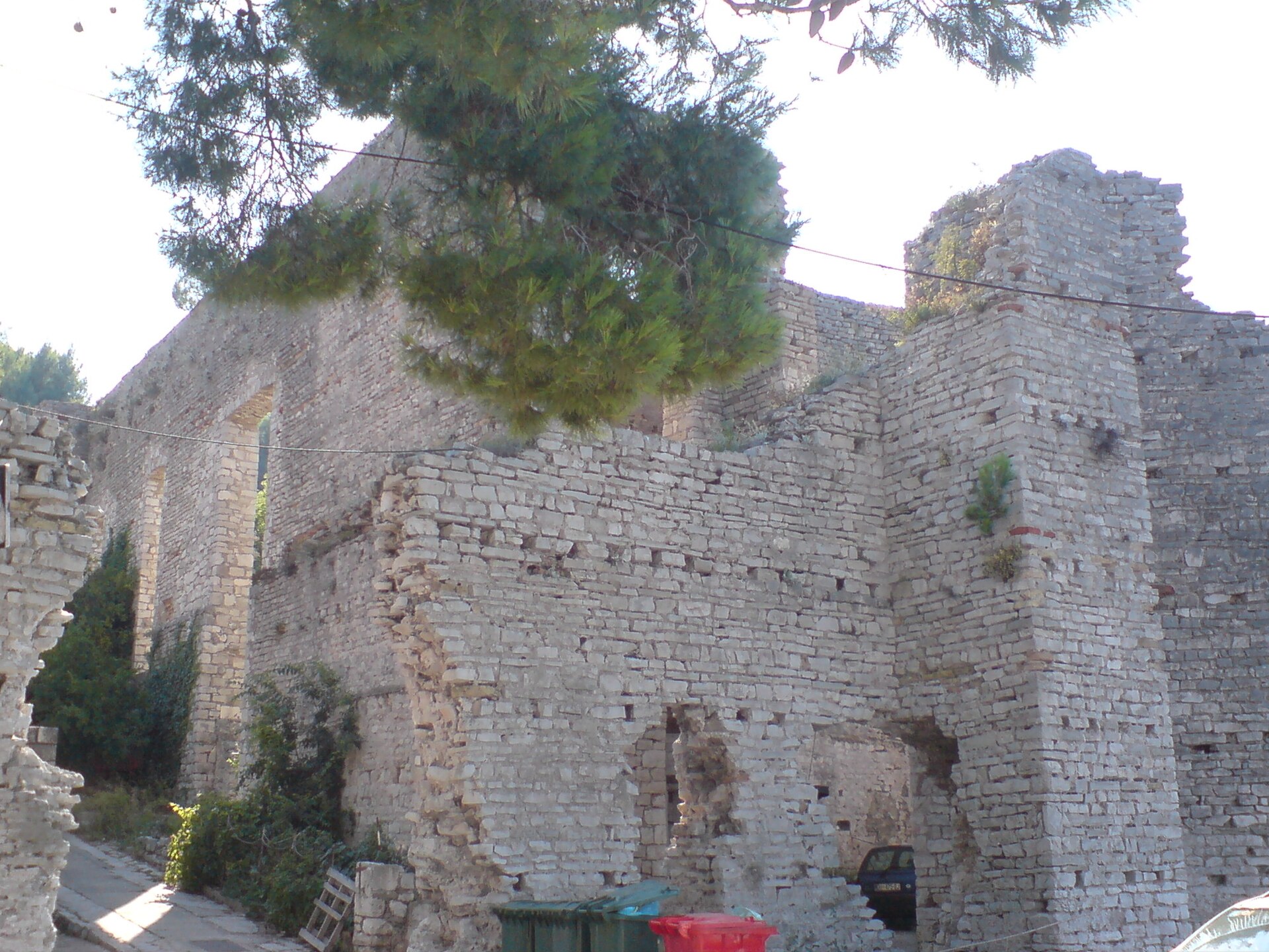 Stone ruins of an ancient building beside the bay at Polače, Mljet