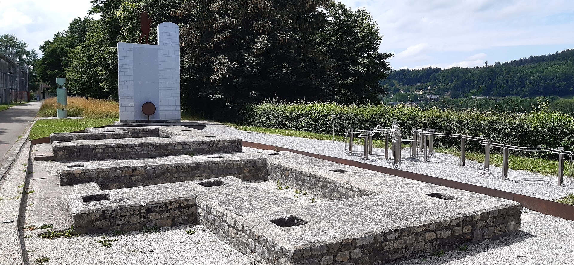 Low stone foundations of a Roman gate at the Vindonissa site in Windisch