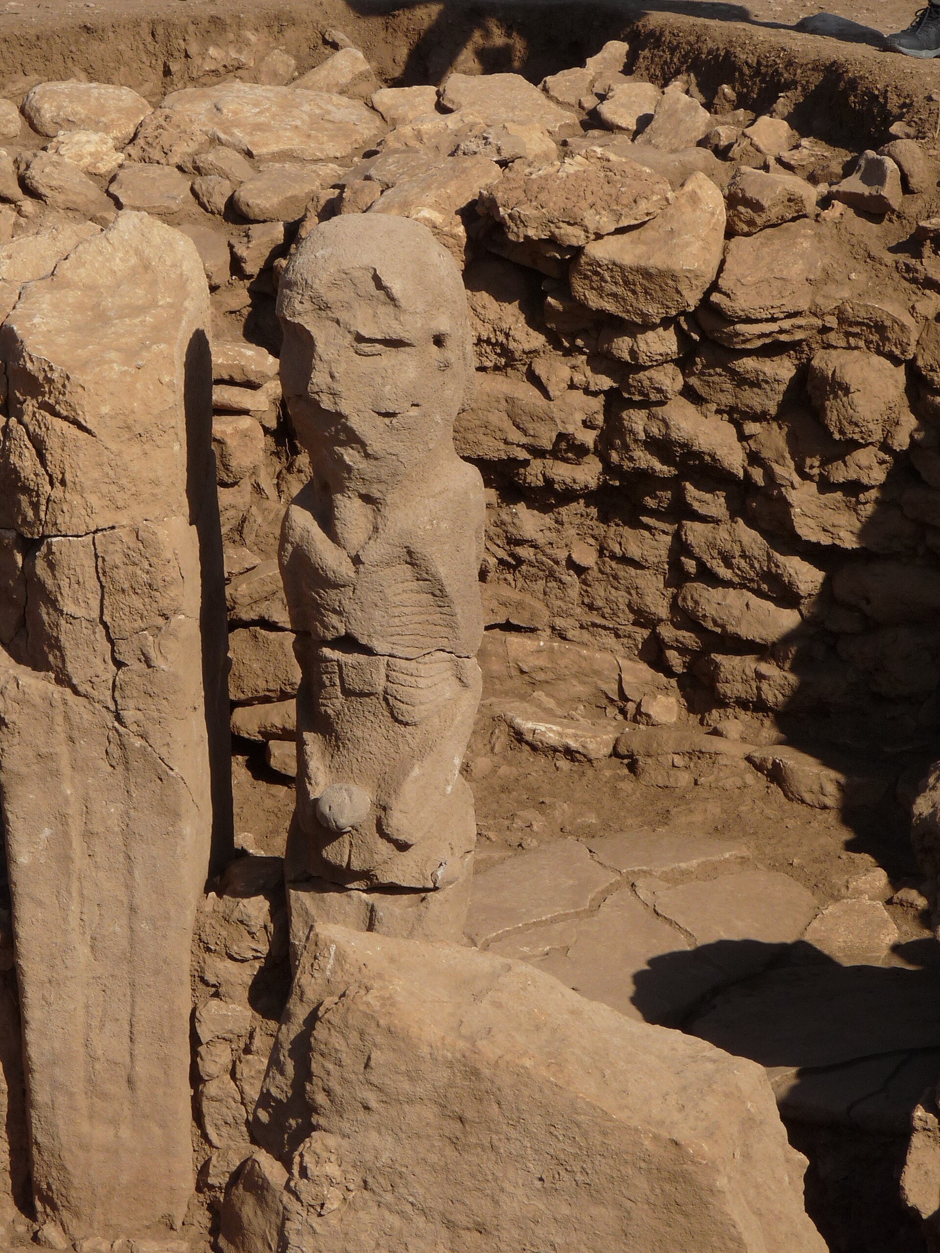 Carved stone statue from the Neolithic site of Karahan Tepe